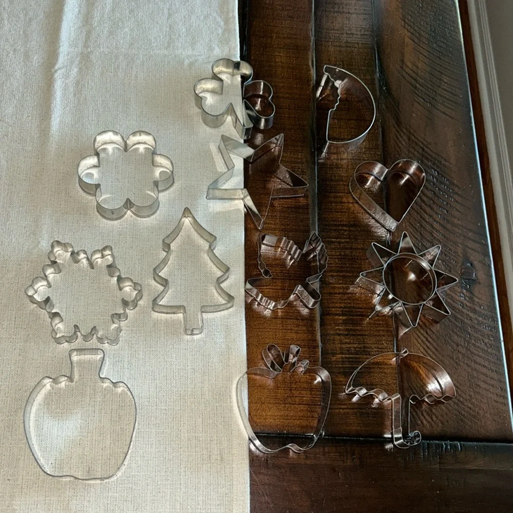 12 Used  Assorted Metal Cookie Cutters